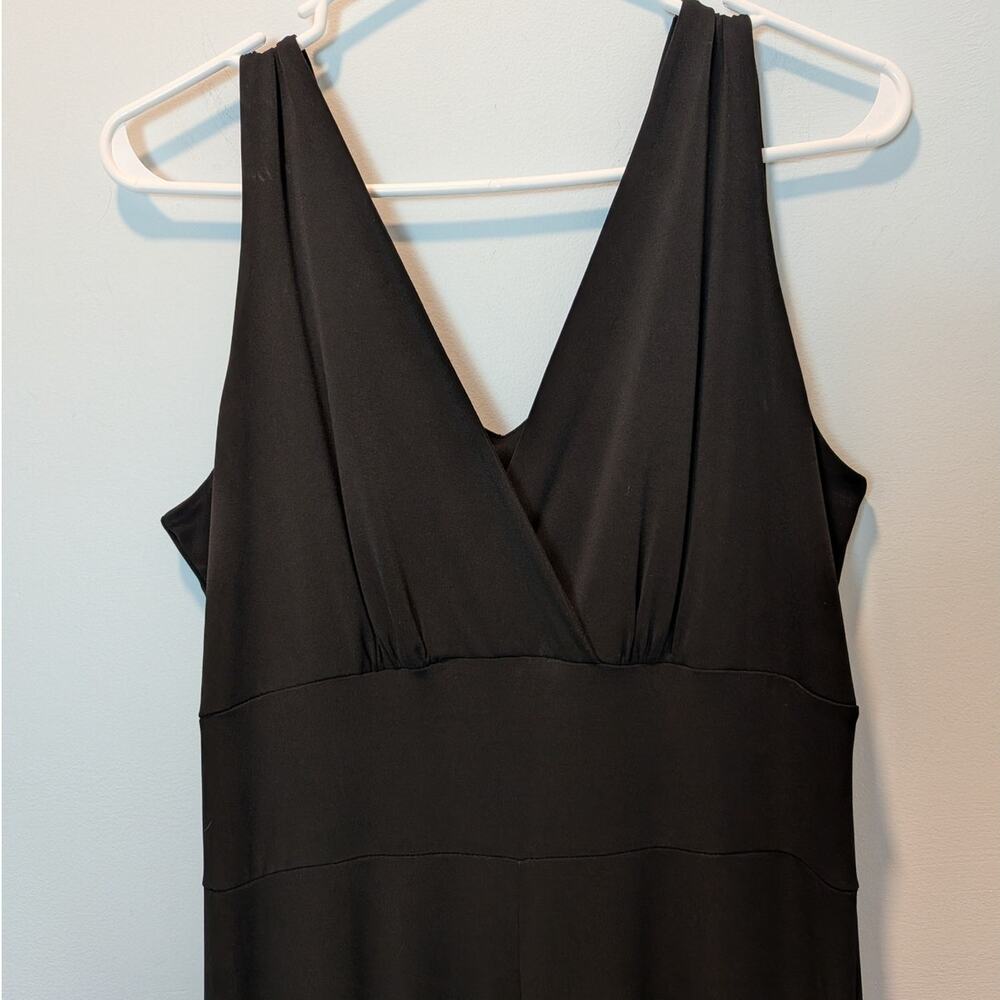 Clara Sun Woo Sz M Signature Black Jumpsuit Sleeveless V Neck Surplice Wide Leg - Picture 2 of 7